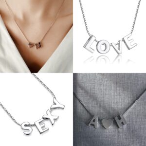 CANDYFANCY A Initial Necklace 925 Sterling Silver Letter Pendant Personalized 26 Alphabet Necklace for Women Men Gift with 18" Box Chain