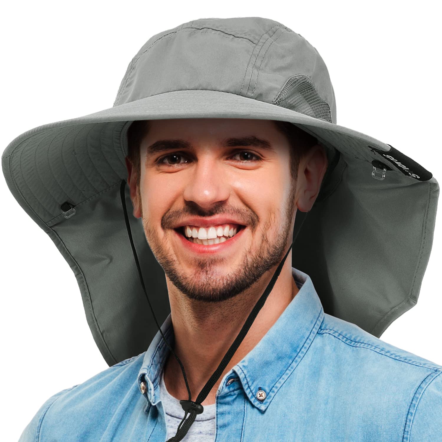 Tirrinia Neck Flap Fishing Safari Cap for Men & Women, Wide Brim Sun Hat for Outdoor Hiking, Camping, Gardening