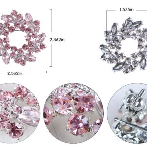 Alilang Womens Diamond Inspired Floral Wreath Holiday Christmas Old Fashion Brooch Pin, Pink