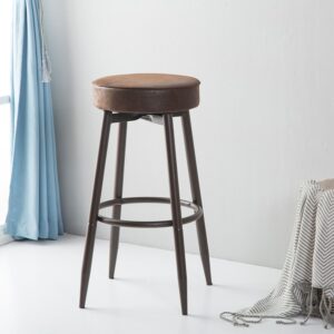 DYH Metal Bar Stools Set of 2, Swivel Chocolate Kitchen Counter Stool, Adjustable Industrial Round Barstool, Brown Bar Chairs, 24 or 29 Inch for Counter Pub Height