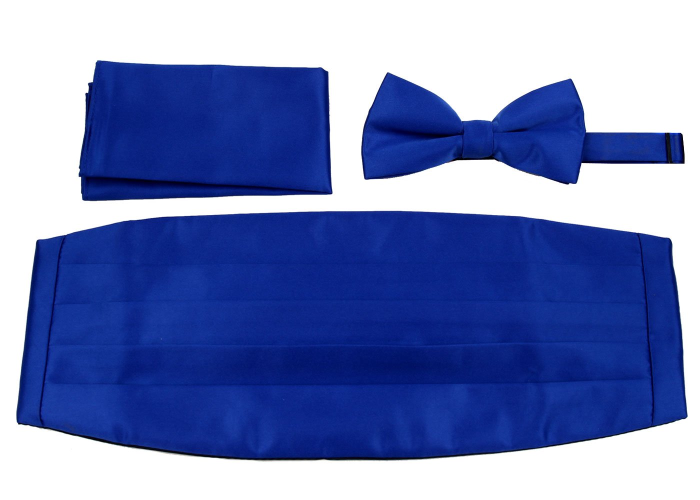 CBUND-ADF-3 - Mens Formal Woven Satin Cummerbund Pre-Tied Bowtie Hanky set.