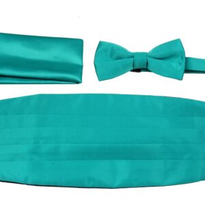 CBUND-ADF-32 - Mens Formal Woven Satin Cummerbund Pre-Tied Bowtie Hanky set.