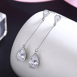 SBLING Platinum-Plated Cubic Zirconia Teardrop Earrings, 3.9 cttw, Teardrop