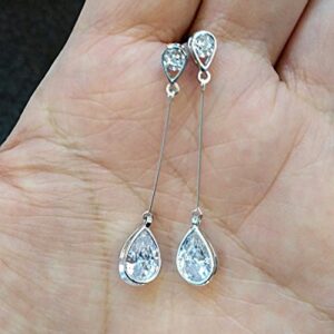 SBLING Platinum-Plated Cubic Zirconia Teardrop Earrings, 3.9 cttw, Teardrop