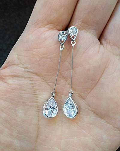 SBLING Platinum-Plated Cubic Zirconia Teardrop Earrings, 3.9 cttw, Teardrop