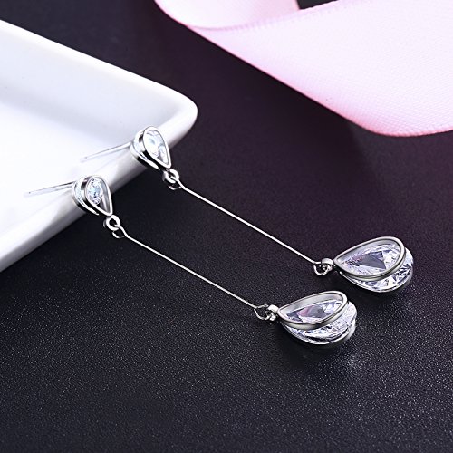 SBLING Platinum-Plated Cubic Zirconia Teardrop Earrings, 3.9 cttw, Teardrop