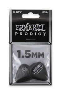 ernie ball prodigy guitar picks, standard, black 1.5mm, 6-pack (p09199)