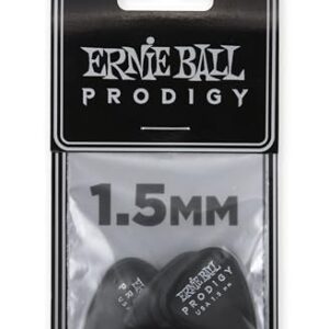 Ernie Ball Prodigy Guitar Picks, Standard, Black 1.5mm, 6-pack (P09199)