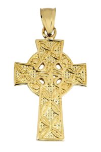 solid 10k yellow gold irish celtic cross trinity pendant