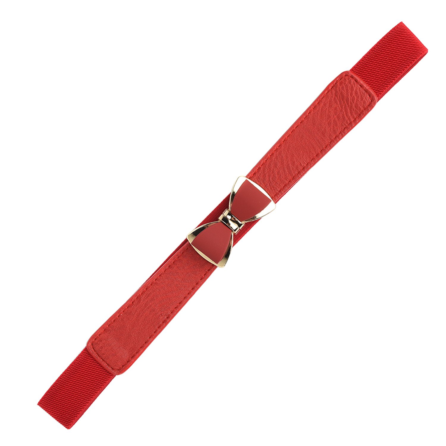 Syuer Womens 1" Width Bow Skinny Elastic Waist Belt Stretchy Belt Thin Belt (XXL-XXXL (35"-45"), Red)