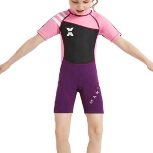 Neoprene Swimsuit Girls Boys 2.5mm Thickness Premium Short or Long Back Zipper One Piece Thermal UV Protection Youth Swim Wetsuit