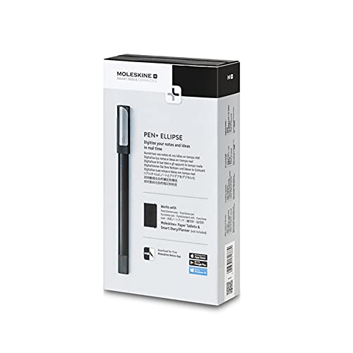 Moleskine Pen+ Ellipse Smart Pen - Designed for Use with Moleskine Notes App for Digitally Storing Notes (Only Compatible with Moleskine Smart Notebooks, Sold Separately), Black, One Size (718889)