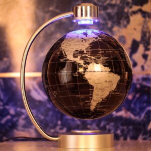 Magnetic Levitation Floating Globe NHSUNRAY 8'' Levitation Rotating Ball LED Illuminated World Map Earth for Desktop Office Home Decor (Black)