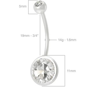 Evonix 16g Pregnancy Belly Button Rings Bioflex Bioplast Plastic PTFE Long Navel Piercing Jewelry crystal