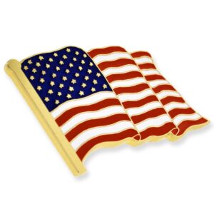 PinMart's 2 Pack Made in the USA Waving American Flag Enamel Lapel Pins