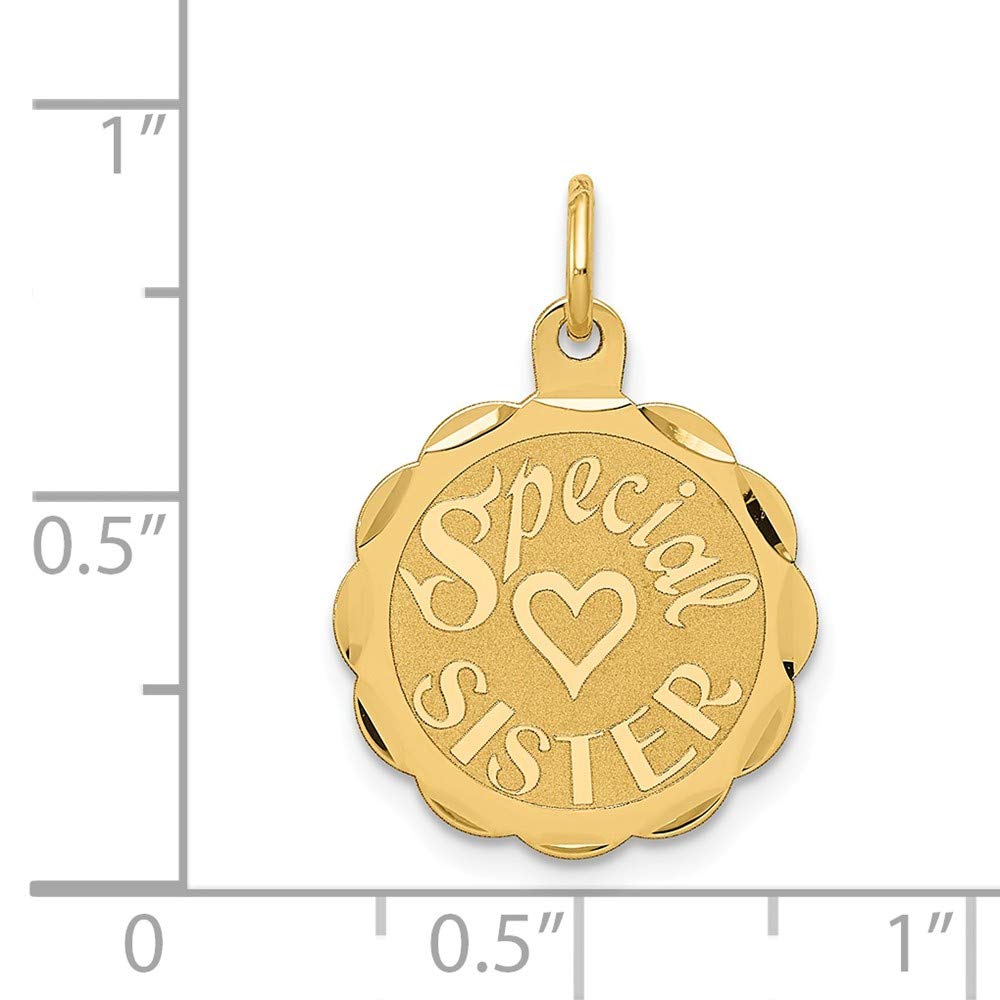 The Black Bow 14k Yellow Gold Special Sister Disc Charm or Pendant, 15mm