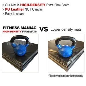 FITNESS MANIAC Tri-Fold Folding Thick Exercise Mat High-Density Firm with Carrying Handles New, MMA, Gymnastics, Stretching, Core Workouts, Black