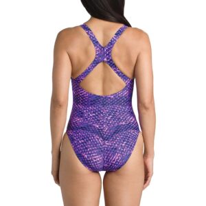 Speedo Womens Snakeskin Ultraback One Piece Swimsuit Purple Size 8