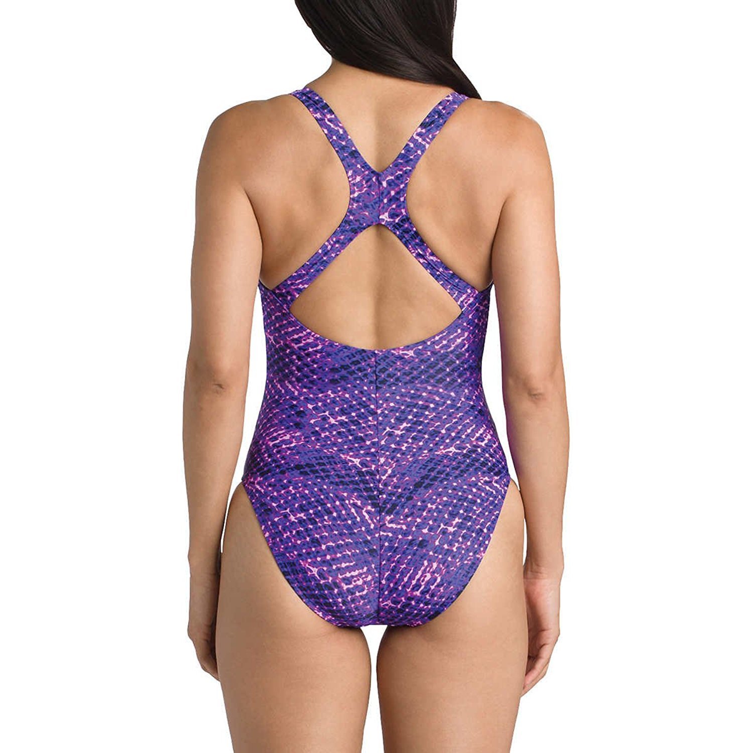 Speedo Womens Snakeskin Ultraback One Piece Swimsuit Purple Size 8