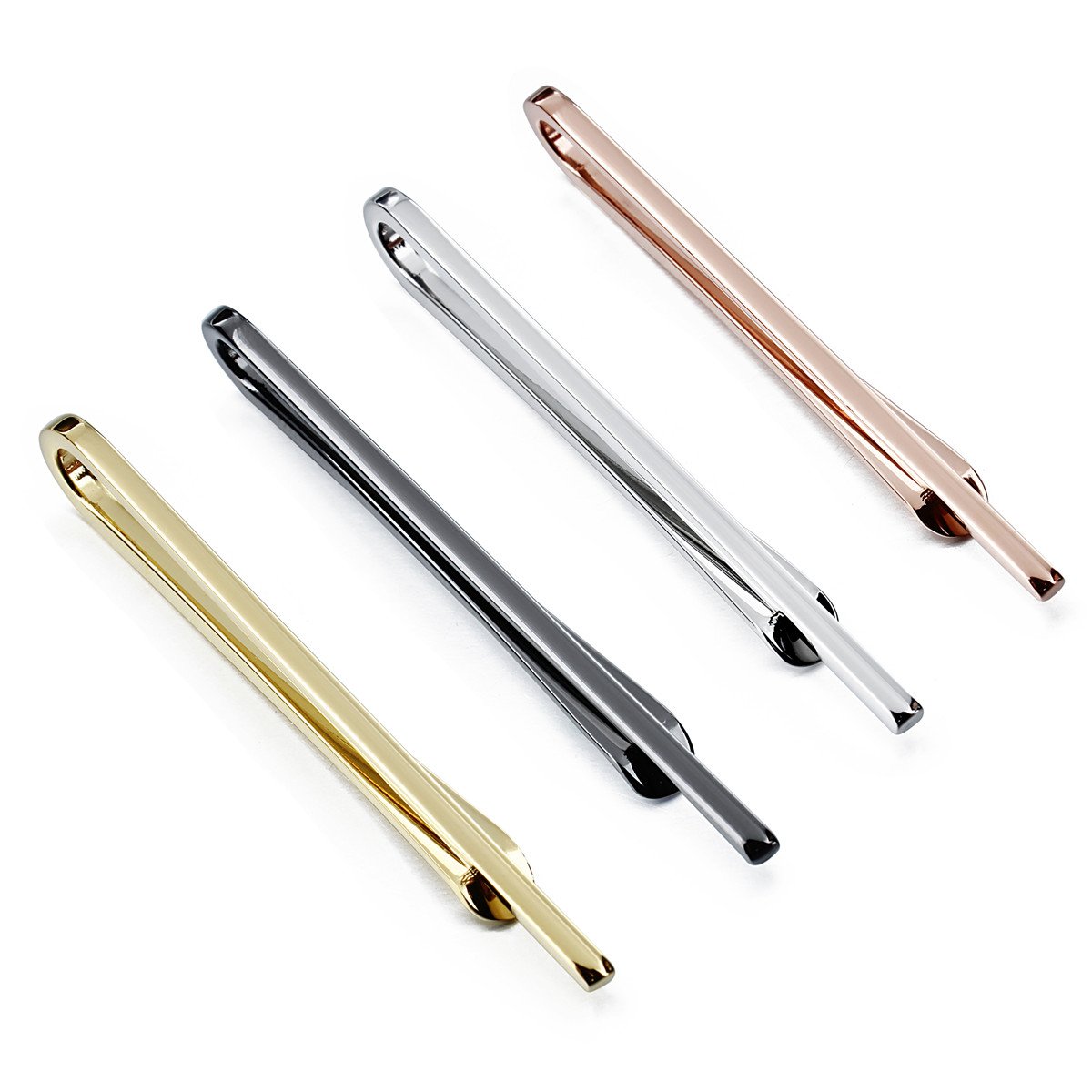 Super Skinny Tie Clips for Men, 4Pcs Tie Bar Set, Gift Box Packed, Suitable for Wedding Anniversary Business and Daily Life.