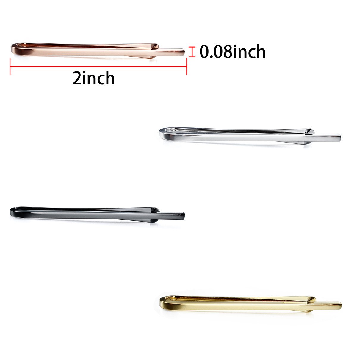 Super Skinny Tie Clips for Men, 4Pcs Tie Bar Set, Gift Box Packed, Suitable for Wedding Anniversary Business and Daily Life.