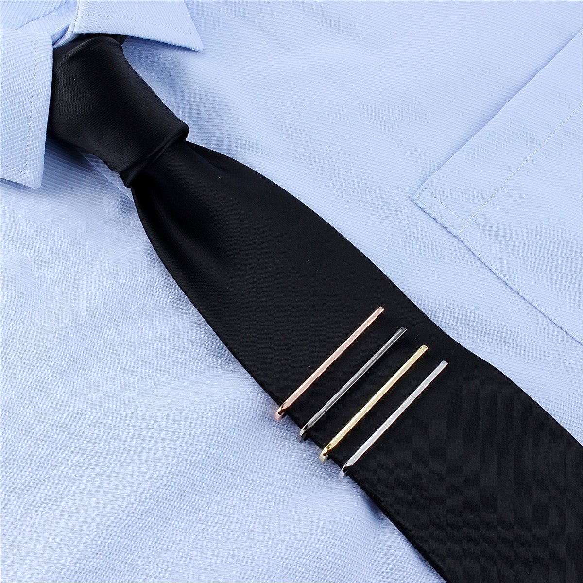 Super Skinny Tie Clips for Men, 4Pcs Tie Bar Set, Gift Box Packed, Suitable for Wedding Anniversary Business and Daily Life.