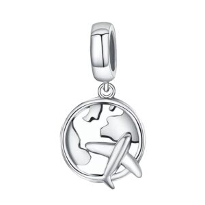 abaola airplane dangle charm 925 sterling silver travel beads plane charm fit women bracelets （threaded hole）