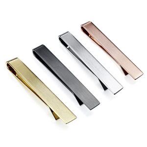 hawson tie clip-skinny tie bar for mens 4pcs initial tie clips suitable for wedding anniversary business and daily life come with a black gift box