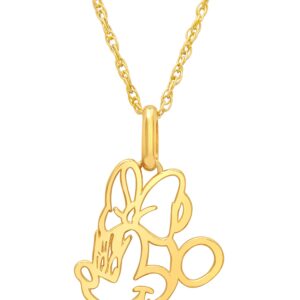 Disney Minnie Mouse 14k Yellow Gold Cutout Silhouette Pendant Necklace, 18"