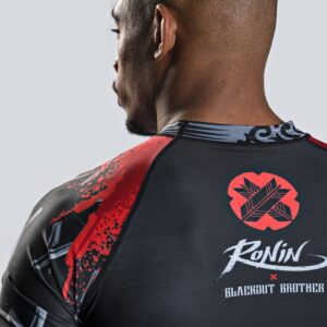 Ronin Samurai Blackout Ghost Rash Guard base layer Compression Shirt for Bjj MMA Grappling (Med)