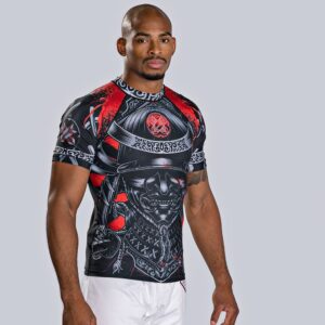 Ronin Samurai Blackout Ghost Rash Guard base layer Compression Shirt for Bjj MMA Grappling (Med)