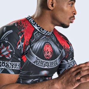 Ronin Samurai Blackout Ghost Rash Guard base layer Compression Shirt for Bjj MMA Grappling (Med)