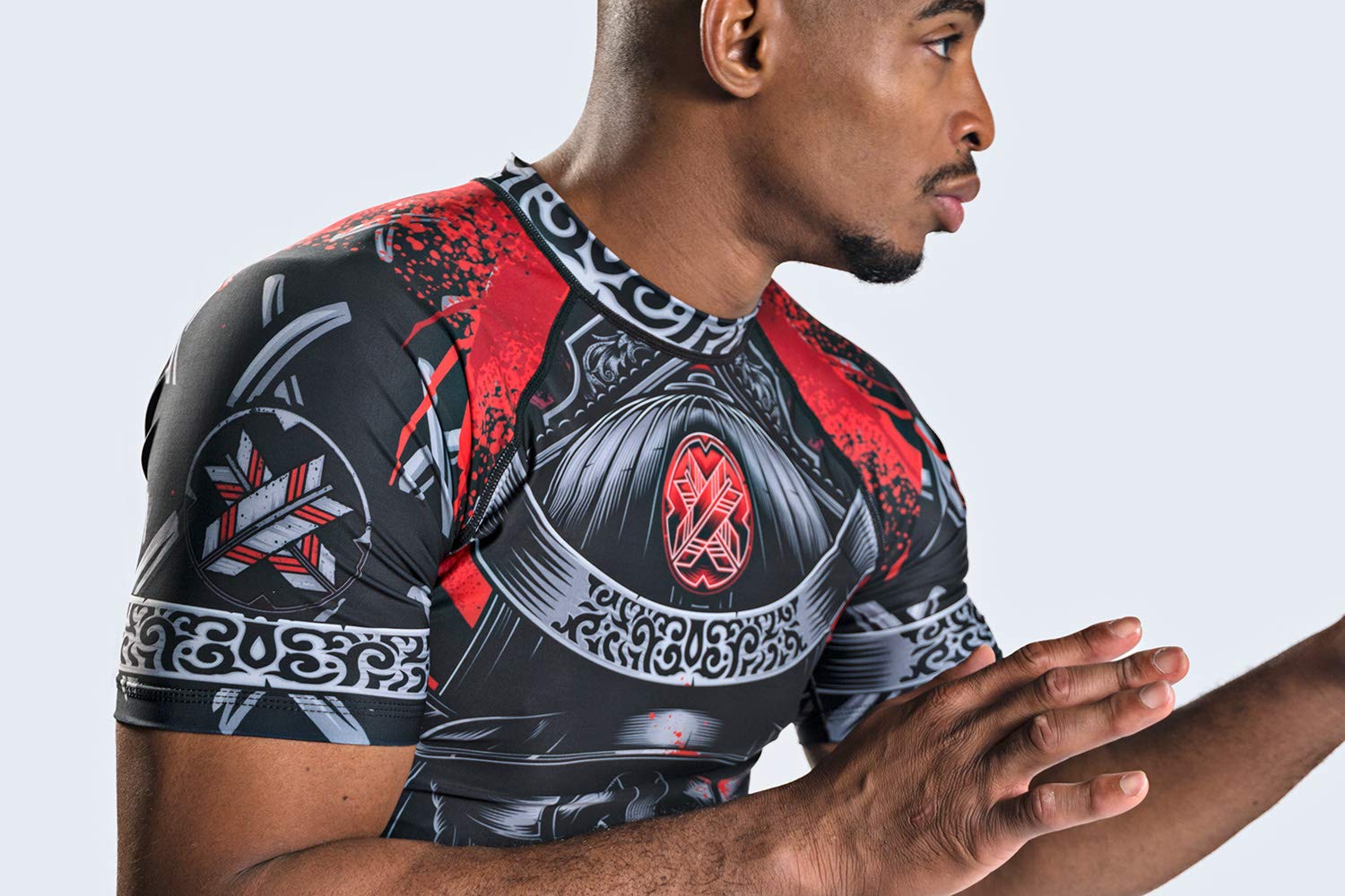 Ronin Samurai Blackout Ghost Rash Guard base layer Compression Shirt for Bjj MMA Grappling (Med)