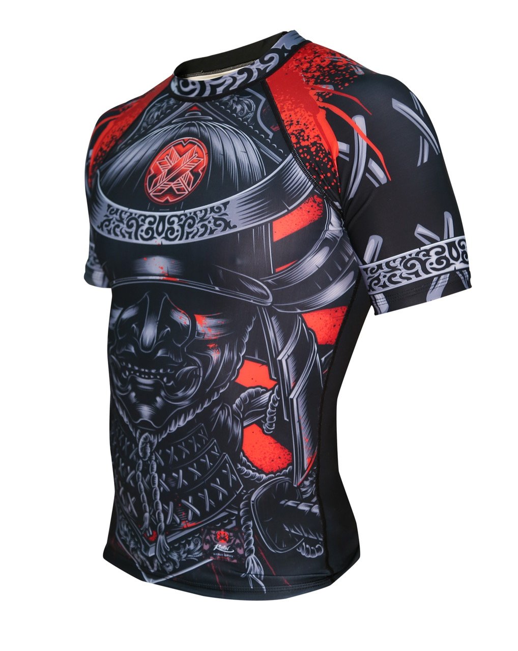 Ronin Samurai Blackout Ghost Rash Guard base layer Compression Shirt for Bjj MMA Grappling (Med)