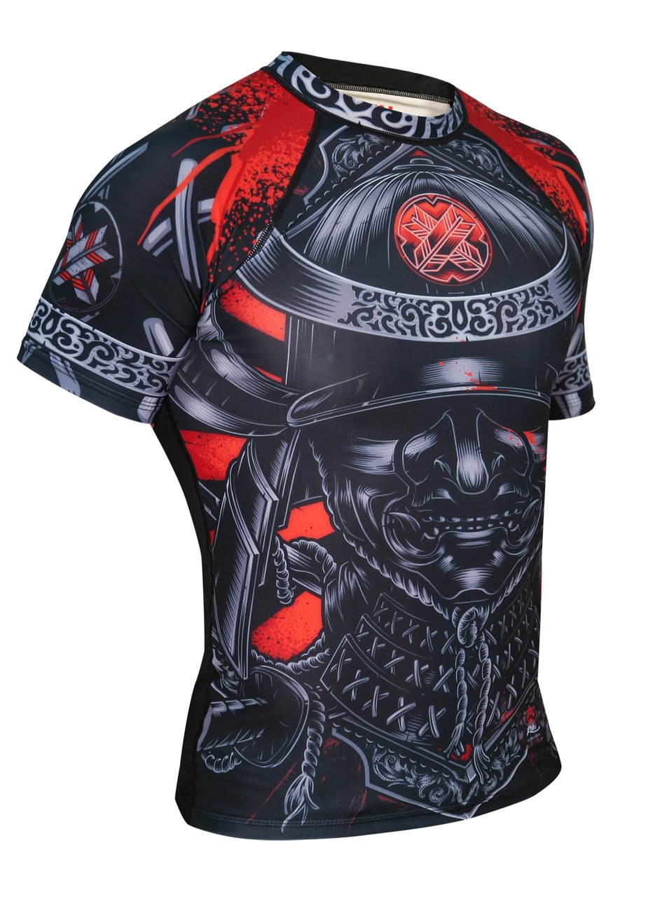 Ronin Samurai Blackout Ghost Rash Guard base layer Compression Shirt for Bjj MMA Grappling (Med)