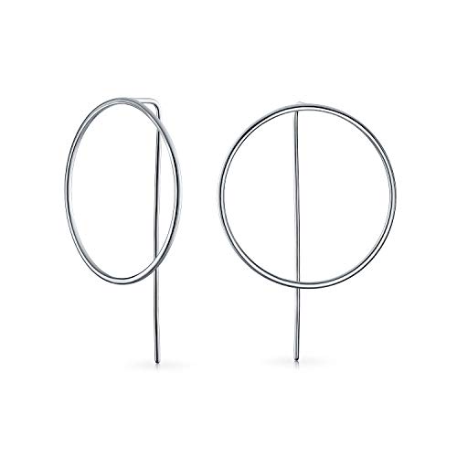 Delicate Minimalist Geometric Thin Round Open Circle Modern Hoop Threader Earrings For Women For Teen .925 Sterling Silver