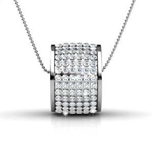 Cate & Chloe Anabelle 18k White Gold Plated Necklace for Women | Silver Pendant Necklace with Simulated Diamond Crystals, Pave Cluster Crystal Necklace, Fashion Jewelry for women