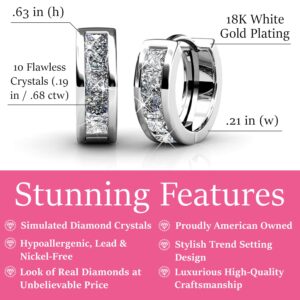 Cate & Chloe Giselle 18k White Gold Plated Crystal Hoop Earrings for Women | Best Silver Earring Set with Crystals, Fashion Jewelry for Women, Hypoallergenic, Gift For Her