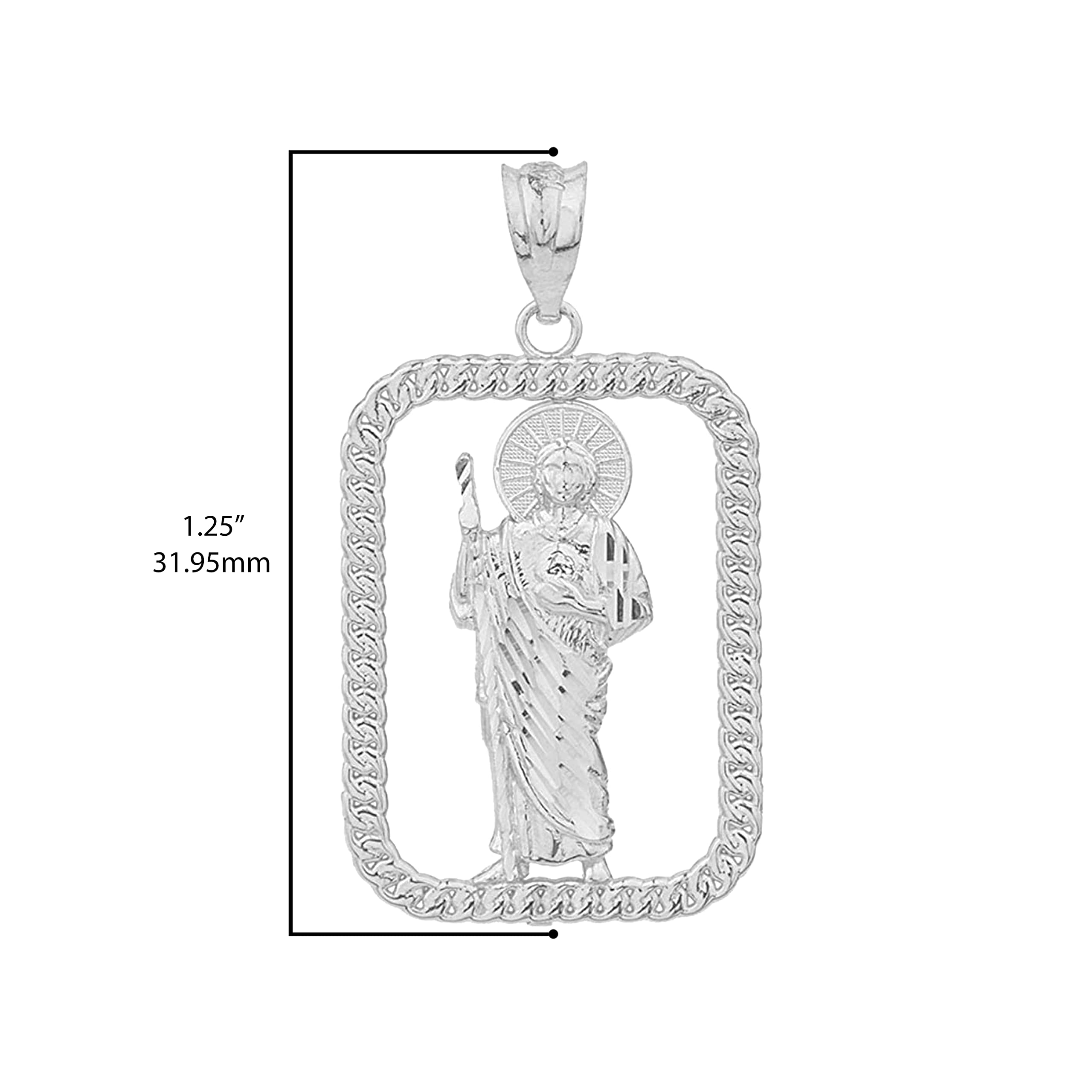 .925 Sterling Silver 1-1/2" Christian Saint Jude Thaddeus Patron Saint of Lost Causes Pendant - Pendant Only