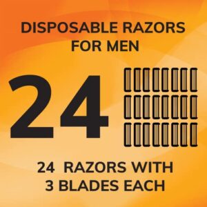 BIC Comfort 3 Disposable Razors, Long-Lasting 3-Blade Razors for Men, Perfect razors Designed for Smooth and Comfortable Shave, 24-Count