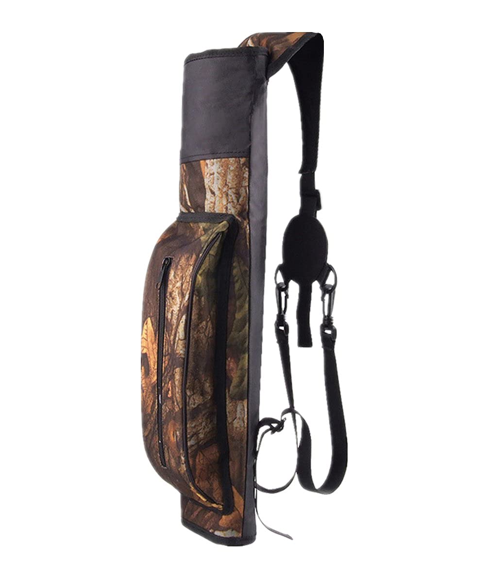 UNISTRENGH Archery Back Arrow Pot 3 Point Harness Waterproof Quiver, Arrow Holder Shoulder Bag for Hunting Shooting (Camouflage)