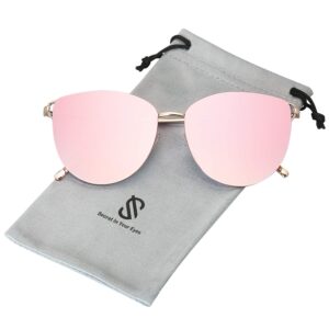 sojos mirrored flat lens fashion sunglasses for women sj1085 with gold frame/gradient pink mirrored lens