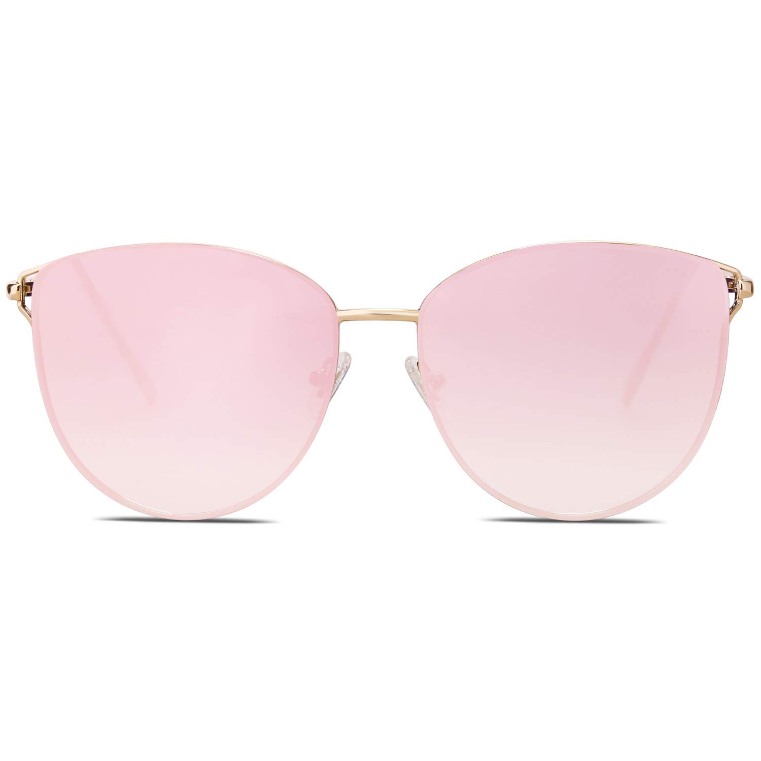 SOJOS Mirrored Flat Lens Fashion Sunglasses for Women SJ1085 with Gold Frame/Gradient Pink Mirrored Lens