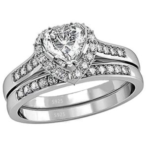 mabella sterling silver cubic zirconia promise rings women wedding band heart engagement ring bridal set