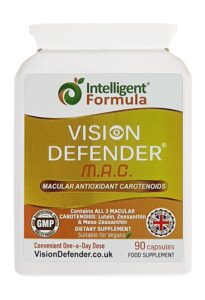 lutein, zeaxanthin & meso-zeaxanthin eye supplement: vision defender mac vegan/vegetarian antioxidant carotenoids for eyes (90 capsules/one-a-day) made in uk