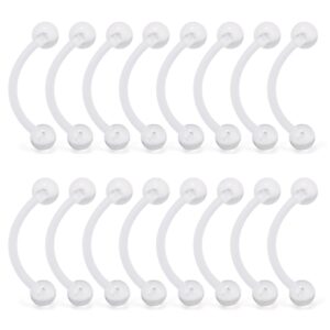 scerring 14g clear acrylic bioflex curved barbell nipplerings snake eyes tongue ring piercing retainer 1/2inch 16pcs