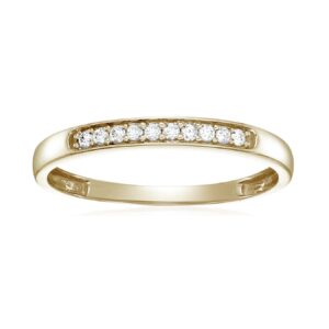 Vir Jewels 1/10 cttw Diamond Wedding Band for Women, 10K Yellow Gold Wedding Band with 10 Stones Prong Set, Size 9.5