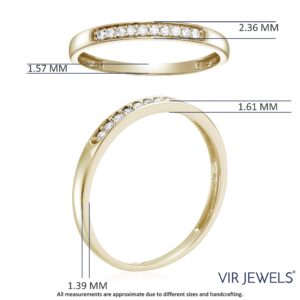 Vir Jewels 1/10 cttw Diamond Wedding Band for Women, 10K Yellow Gold Wedding Band with 10 Stones Prong Set, Size 9.5