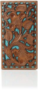 nocona belt co. unisex-adult's nocona floral inlay buckstitch rodeo wallet, blue