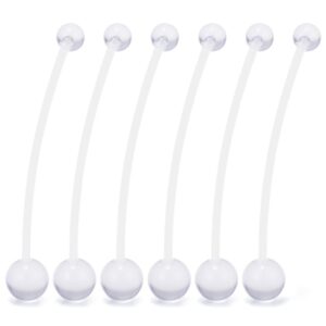 SCERRING 6-12PCS 14G Clear Acrylic Bioflex Pregnancy Sport Belly Button Rings Navel Barbell Body Jewelry Piercing Retainer